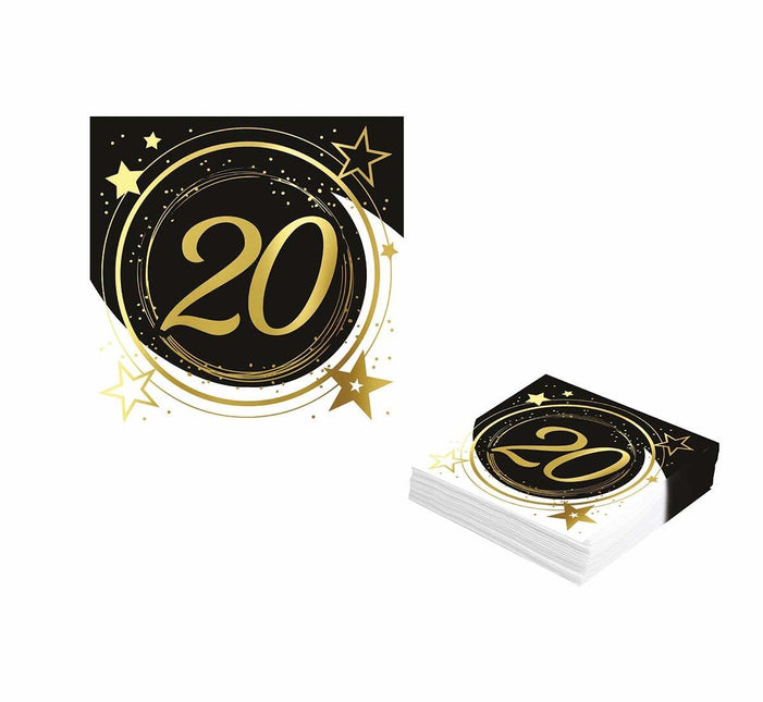 Servetten 20 Jaar 33cm 12st van Fiestas Guirca koop je bij Partywinkel