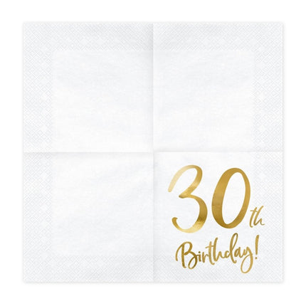 Servetten 30 Jaar Wit 33cm 20st van Partydeco koop je bij Partywinkel