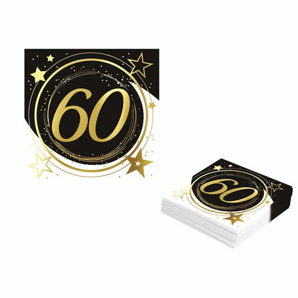 Servetten 60 Jaar 33cm 12st van Fiestas Guirca koop je bij Partywinkel