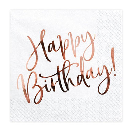 Servetten Happy Birthday Wit 33cm 20st van Partydeco koop je bij Partywinkel