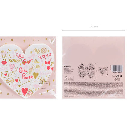 Servetten Hartjes 16cm 20st van Partydeco koop je bij Partywinkel