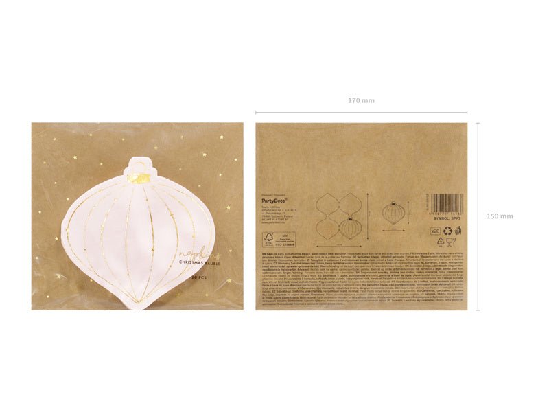 Servetten Kerstbal 12cm 20st van Partydeco koop je bij Partywinkel