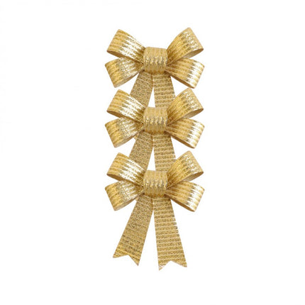 Set de 3 lazos dorados brillantes 10cm x 12,7cm