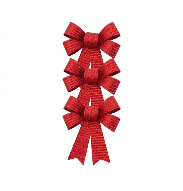 Set de 3 lazos rojos brillantes 10cm x 12,7cm