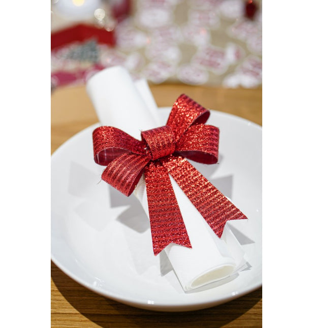 Set de 3 lazos rojos brillantes 10cm x 12,7cm