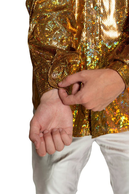 Shiny Disco Shirt Goud van Partychimp koop je bij Partywinkel