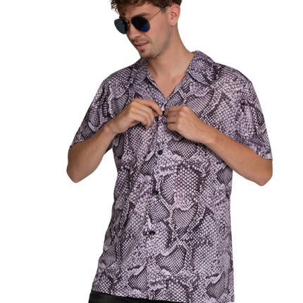 Shirt Slangenprint Zilver Heren van Partychimp koop je bij Partywinkel