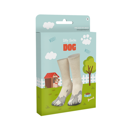 Calcetines divertidos con huellas de perro