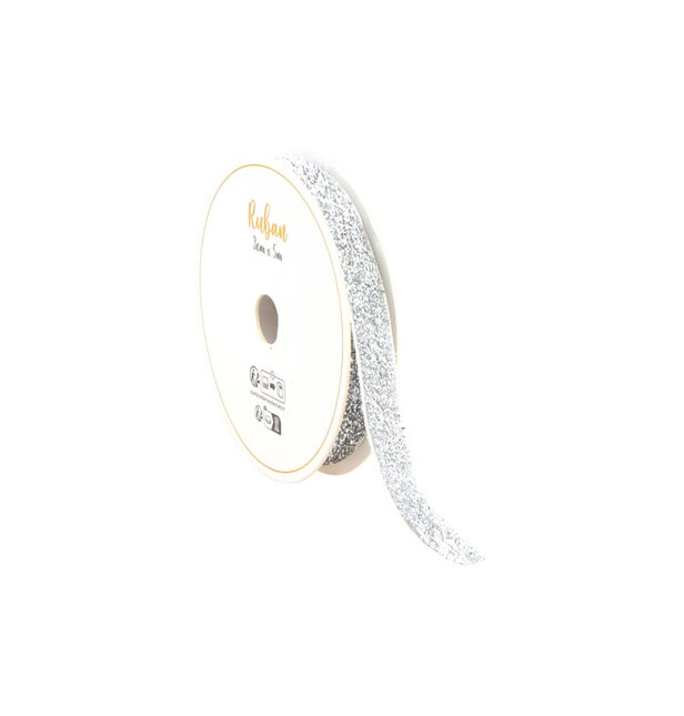 CINTA DE PURPURINA PLATEADA 10 MM X 3 M