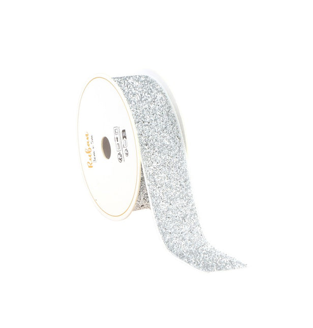CINTA DE PURPURINA PLATEADA 25 MM X 3 M