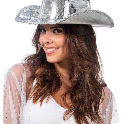Sombrero de vaquero «Discobal» plateado