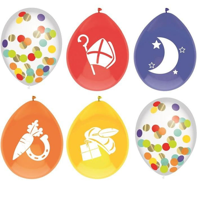 Sinterklaas Confetti Ballonnen 30cm 6st van Haza Witbaard koop je bij Partywinkel