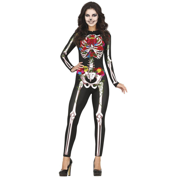 Skelet Halloween Kostuum Dames Bloemen van Fiestas Guirca koop je bij Partywinkel