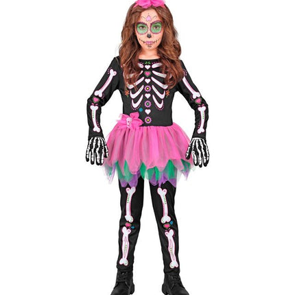 Skelet Kostuum Zwart Roze Kind van Widmann koop je bij Partywinkel