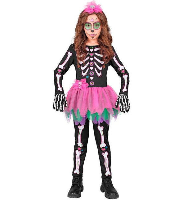 Skelet Kostuum Zwart Roze Kind van Widmann koop je bij Partywinkel