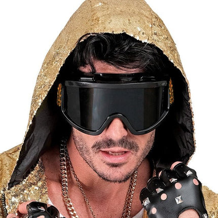 Ski Bril 80s Zwart Luipaardprint van Widmann koop je bij Partywinkel