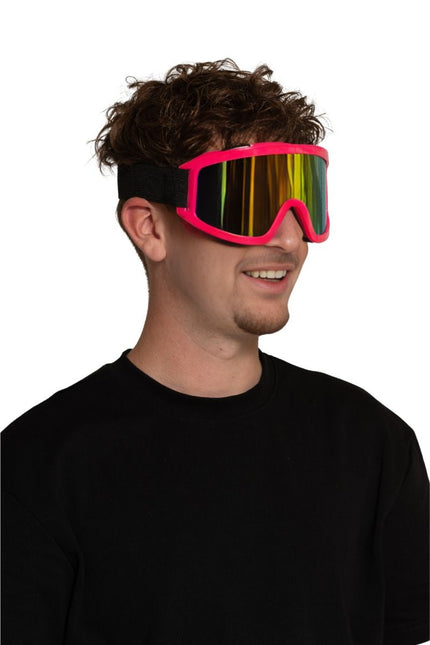Skibril Neon Roze van Partychimp koop je bij Partywinkel