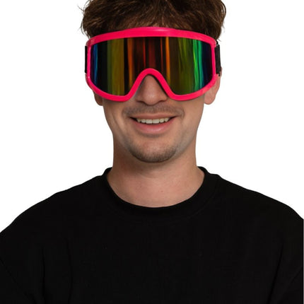 Skibril Neon Roze van Partychimp koop je bij Partywinkel