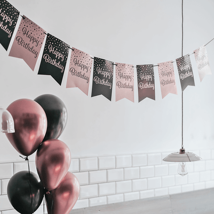 Slinger 30 Jaar Roze Zwart 6m van Paper Dreams koop je bij Partywinkel