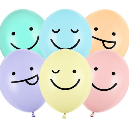 Smiley Ballonnen 30cm 6st van Partydeco koop je bij Partywinkel