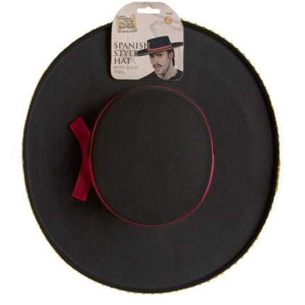 Spaanse Hoed Zwart Met Koord van Smiffys koop je bij Partywinkel