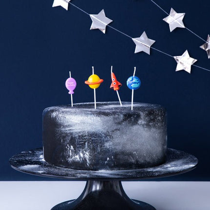 Space Kaarsen 3cm 4st van Partydeco koop je bij Partywinkel