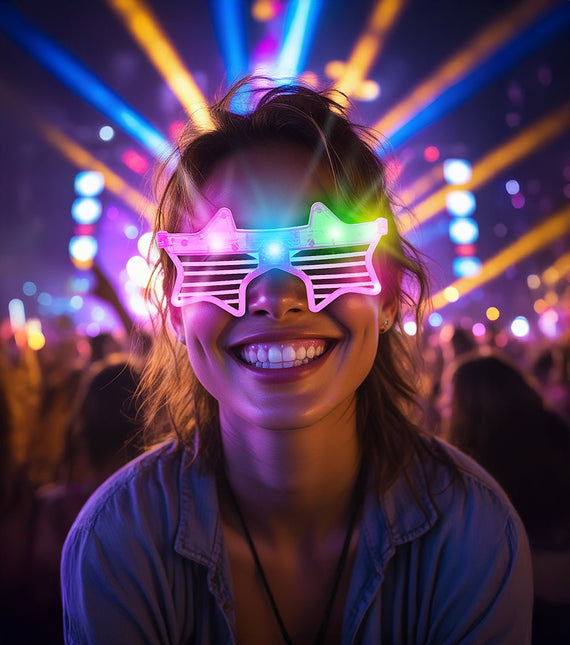 Ster Bril Roze Met Licht van Fiestas Guirca koop je bij Partywinkel