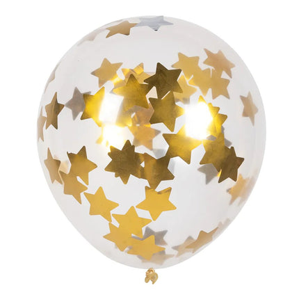 Ster Confetti Ballonnen Goud 30cm 5st van Boland koop je bij Partywinkel