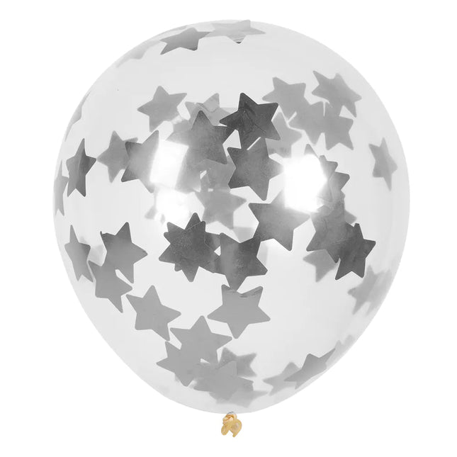 Ster Confetti Ballonnen Zilver 30cm 5st van Boland koop je bij Partywinkel