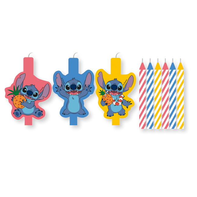 Stitch Kaarsen Gekleurd 9 delig van Procos koop je bij Partywinkel