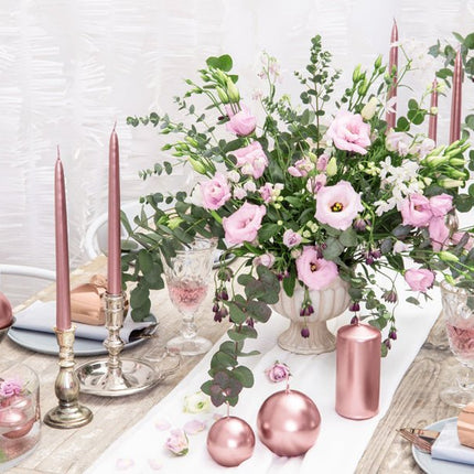 Stompkaars Rose Goud Metallic 12cm 6st van Partydeco koop je bij Partywinkel