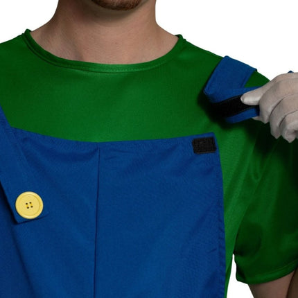 Super Mario Pak Groen Blauw Heren Luigi van PartyXclusive koop je bij Partywinkel