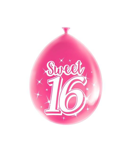 Sweet 16 Ballonnen 16 Jaar Roze 30cm 8st van Paper Dreams koop je bij Partywinkel