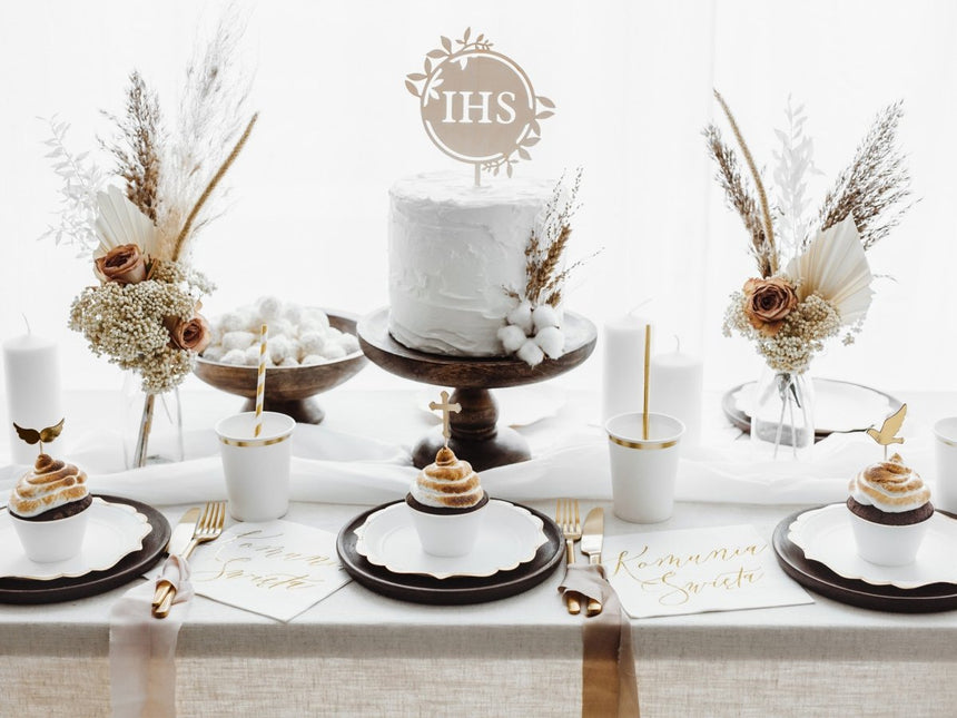 Taarttopper Communnie IHS Hout 23cm van Partydeco koop je bij Partywinkel