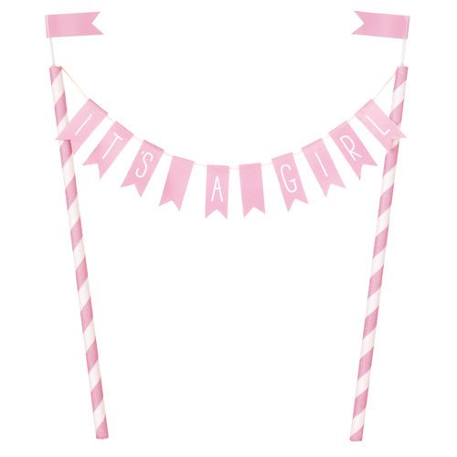 Taarttopper It's A Girl Roze 5cm van Unique koop je bij Partywinkel
