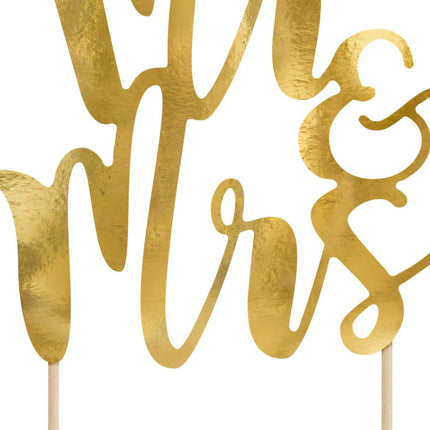 Taarttopper Mr & Mrs Goud 25,5cm van Partydeco koop je bij Partywinkel