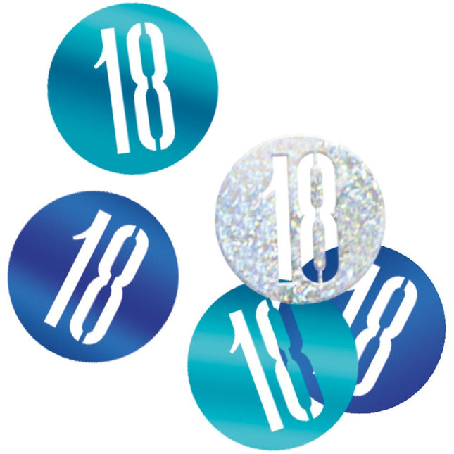 Tafelconfetti 18 Jaar Blauw 14gr van Unique koop je bij Partywinkel
