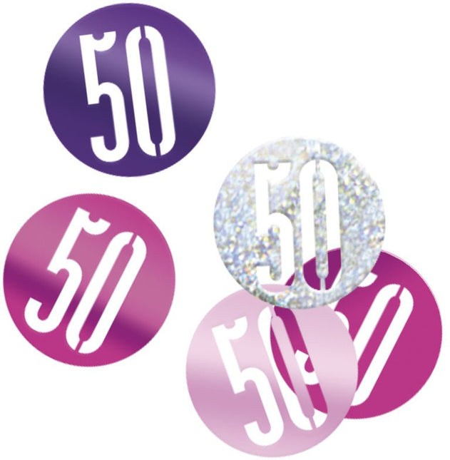 Tafelconfetti 50 Jaar Roze 14gr van Unique koop je bij Partywinkel