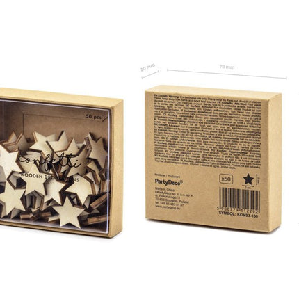 Tafeldecoratie Sterren Hout 2cm 50st van Partydeco koop je bij Partywinkel