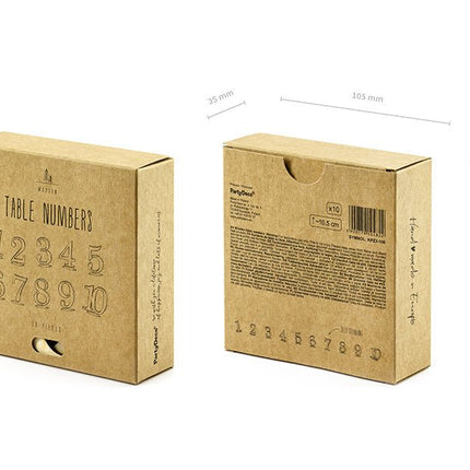 Tafelnummers Hout 10,5cm 10st van Partydeco koop je bij Partywinkel