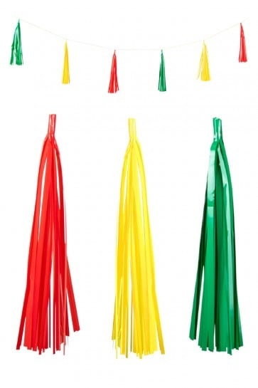 Tassel Guirlande Rood Geel groen 2,25m van PartyXplosion koop je bij Partywinkel
