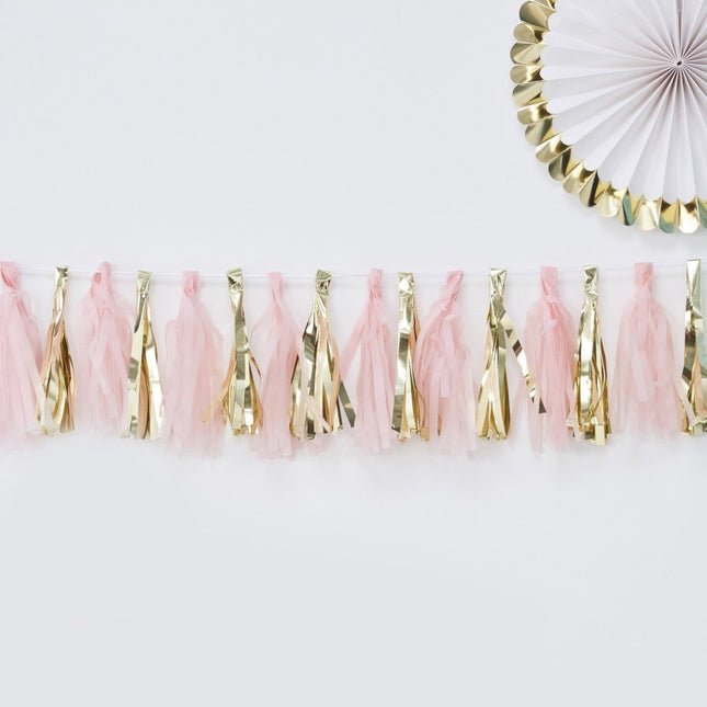 Tassel Slinger Roze/Goud 2m van Ginger Ray koop je bij Partywinkel