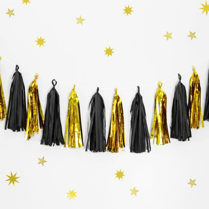 Tassel Slinger Zwart Goud 2m van Partydeco koop je bij Partywinkel
