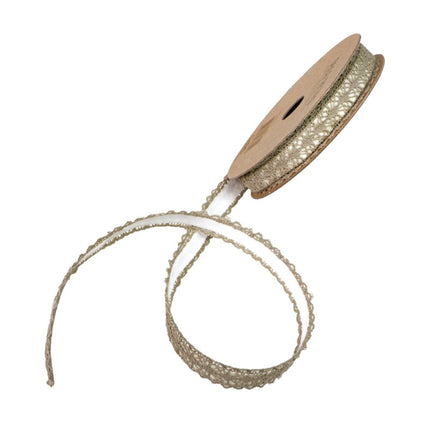 CINTA ADHESIVA DE ENCAJE DE ALGODÓN TOPO 1 CM X 2 M
