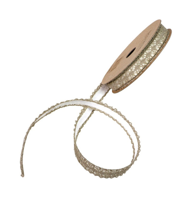 CINTA ADHESIVA DE ENCAJE DE ALGODÓN TOPO 1 CM X 2 M