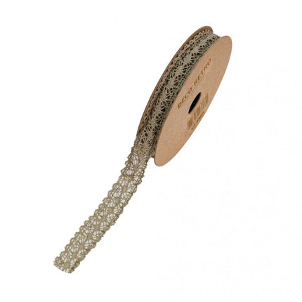CINTA DE ENCAJE DE ALGODÓN TOPO 1 CM X 2 M