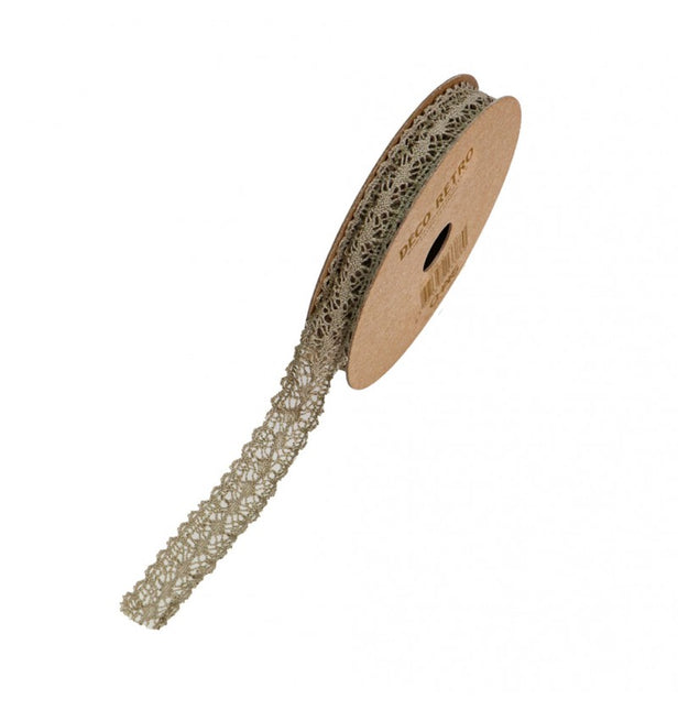 CINTA DE ENCAJE DE ALGODÓN TOPO 1 CM X 2 M