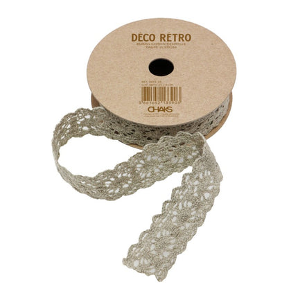CINTA DE ENCAJE DE ALGODÓN TOPO 2 CM X 2 M