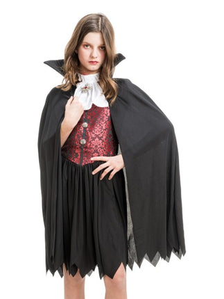 Disfraz de Theodora la Vampira para niñas, negro y rojo