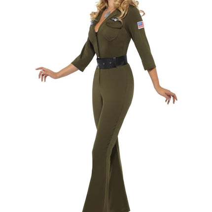 Top Gun Aviator Kostuum, Groen van Smiffys koop je bij Partywinkel